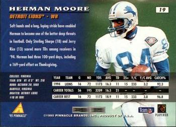 1995 Pinnacle #19 Herman Moore Back