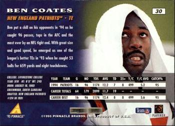 1995 Pinnacle #30 Ben Coates Back