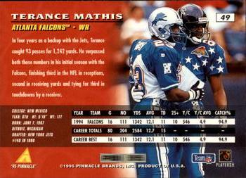 1995 Pinnacle #49 Terance Mathis Back