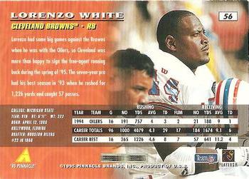 1995 Pinnacle #56 Lorenzo White Back