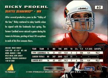 1995 Pinnacle #65 Ricky Proehl Back