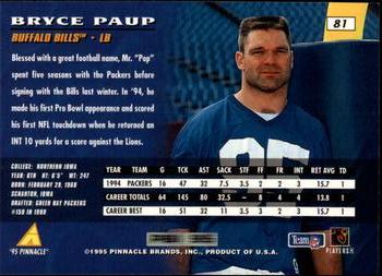 1995 Pinnacle #81 Bryce Paup Back
