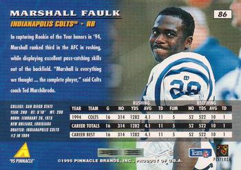 1995 Pinnacle #86 Marshall Faulk Back