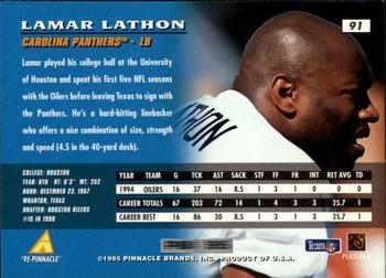 1995 Pinnacle #91 Lamar Lathon Back