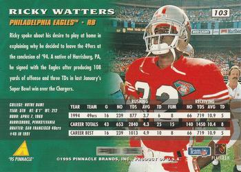 1995 Pinnacle #103 Ricky Watters Back