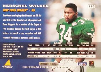 1995 Pinnacle #113 Herschel Walker Back
