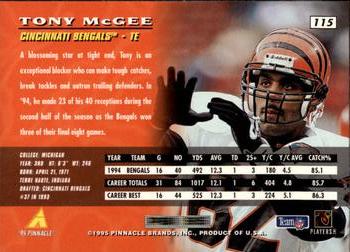 1995 Pinnacle #115 Tony McGee Back