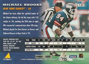 1995 Pinnacle #135 Michael Brooks Back