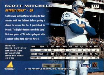 1995 Pinnacle #157 Scott Mitchell Back