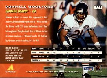 1995 Pinnacle #171 Donnell Woolford Back