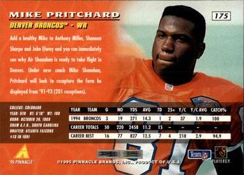 1995 Pinnacle #175 Mike Pritchard Back