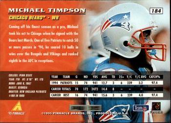 1995 Pinnacle #184 Michael Timpson Back