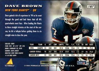 1995 Pinnacle #187 Dave Brown Back