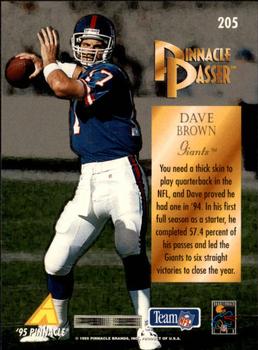 1995 Pinnacle #205 Dave Brown Back