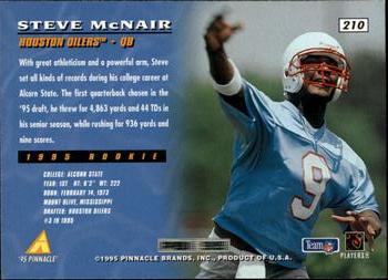 1995 Pinnacle #210 Steve McNair Back