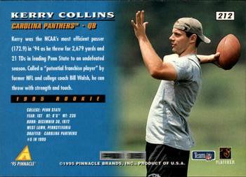 1995 Pinnacle #212 Kerry Collins Back