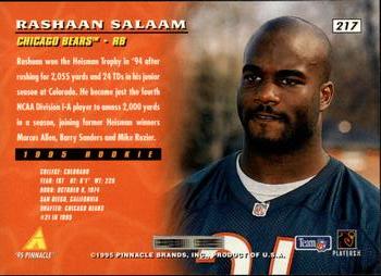 1995 Pinnacle #217 Rashaan Salaam Back