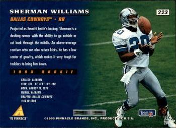 1995 Pinnacle #223 Sherman Williams Back