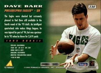 1995 Pinnacle #230 Dave Barr Back