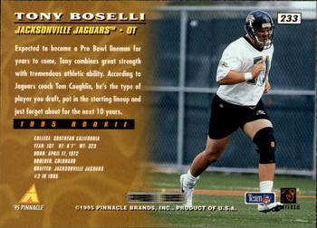 1995 Pinnacle #233 Tony Boselli Back