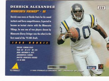 1995 Pinnacle #235 Derrick Alexander Back