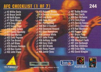 1995 Pinnacle #244 AFC Checklist Back
