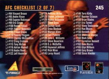 1995 Pinnacle #245 AFC Checklist Back