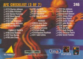 1995 Pinnacle #246 AFC Checklist Back