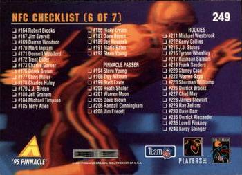 1995 Pinnacle #249 NFC Checklist Back