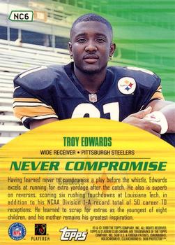 1999 Stadium Club Chrome - Never Compromise #NC6 Troy Edwards Back