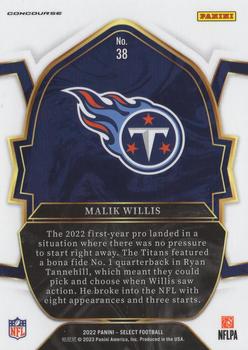 2022 Panini Select #38 Malik Willis Back