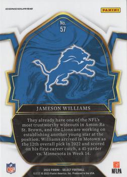 2022 Panini Select #57 Jameson Williams Back