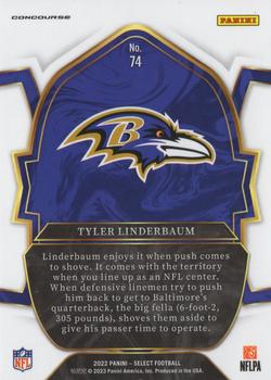 2022 Panini Select #74 Tyler Linderbaum Back