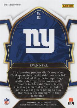 2022 Panini Select #83 Evan Neal Back