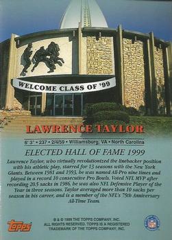 1999 Topps - Hall of Fame Class of 1999 #NNO Lawrence Taylor Back