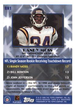 1999 Topps - Record Numbers Silver #RN1 Randy Moss Back