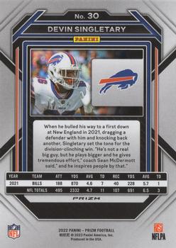 2022 Panini Prizm - Red White and Blue #30 Devin Singletary Back