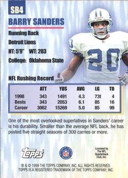1999 Topps - Season's Best #SB4 Barry Sanders Back