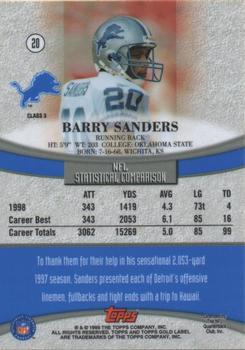1999 Topps Gold Label - Class 3 Black #20 Barry Sanders Back