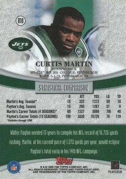 1999 Topps Gold Label - Race to... Gold #R10 Curtis Martin Back