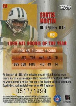 1999 Topps Stars - Zone of Their Own #Z4 Curtis Martin Back
