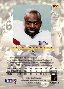 1995 Playoff Absolute #108 Dave Meggett Back