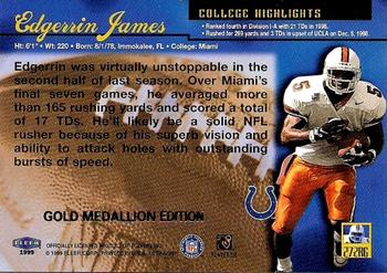 1999 Ultra - Gold Medallion #272RG Edgerrin James Back
