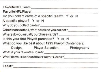 1995 Playoff Contenders #NNO 95 Playoff Collector Survey Back