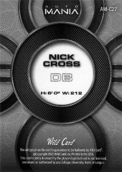 2022 Wild Card Auto Mania - Circle Sparkles Purple #AM-C27 Nick Cross Back