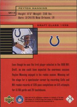 1999 Upper Deck - Quarterback Class #QC13 Peyton Manning Back