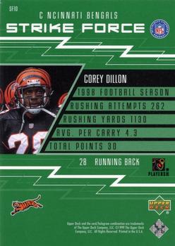 1999 Upper Deck - Strike Force #SF10 Corey Dillon Back