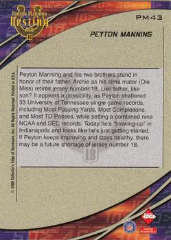 2000 Collector's Edge Peyton Manning Destiny - Holofoil #PM43 Peyton Manning / Eli Manning / Cooper Manning Back