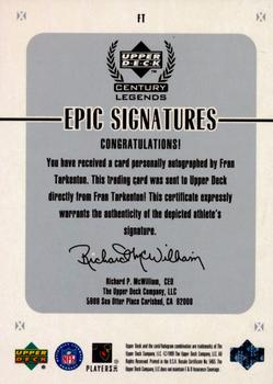 1999 Upper Deck Century Legends - Epic Signatures #FT Fran Tarkenton Back