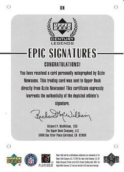 1999 Upper Deck Century Legends - Epic Signatures #ON Ozzie Newsome Back